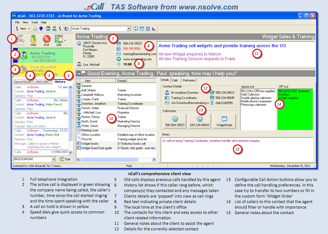 nCall Client view