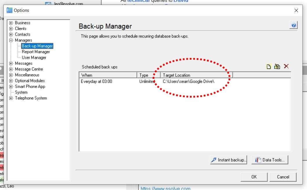 Google Drive nCall Back-up