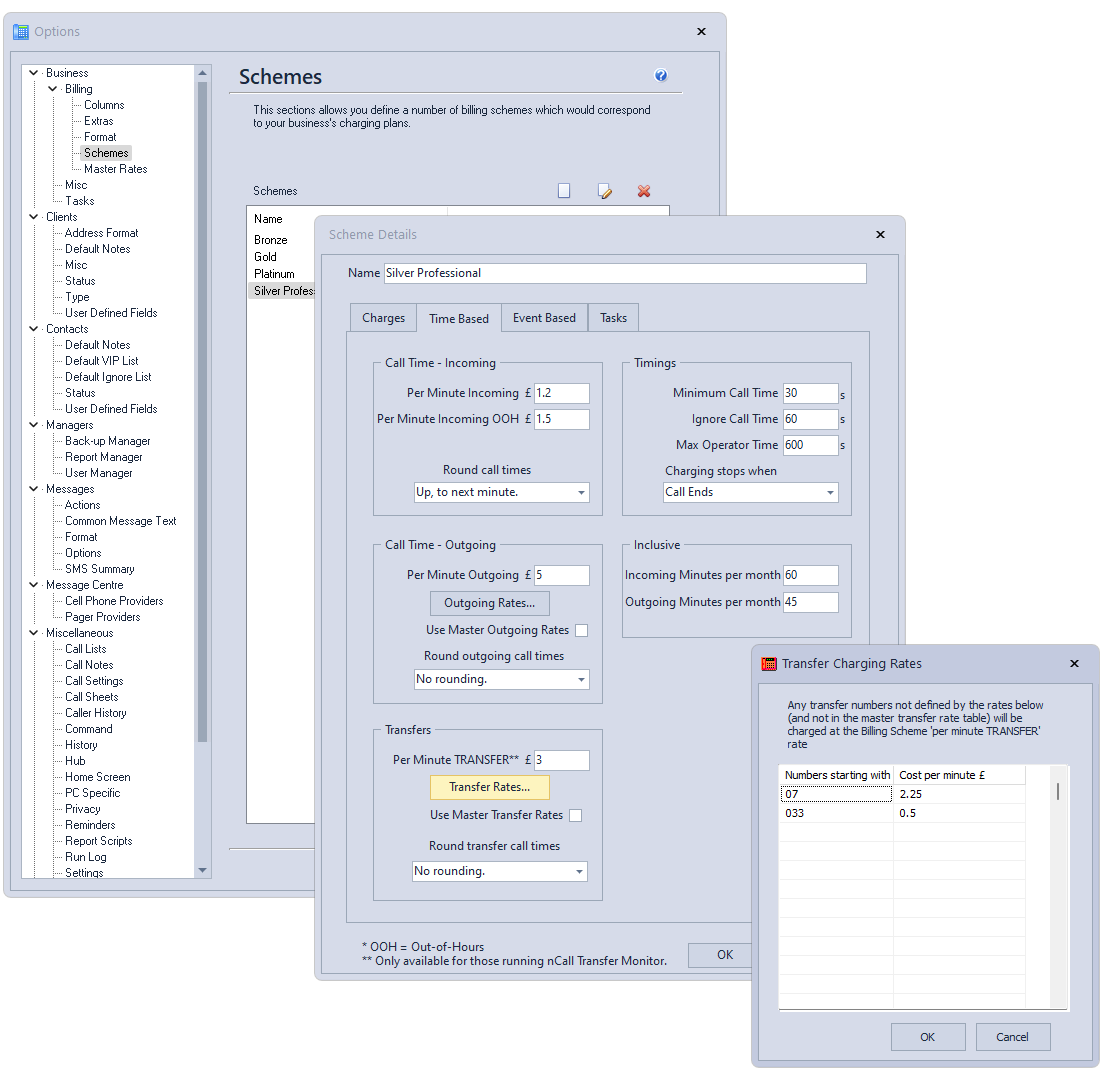 Answering Service Software - administrative configuration.