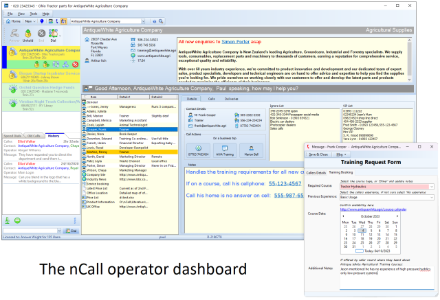 Answering Service Software operator - dashboard view