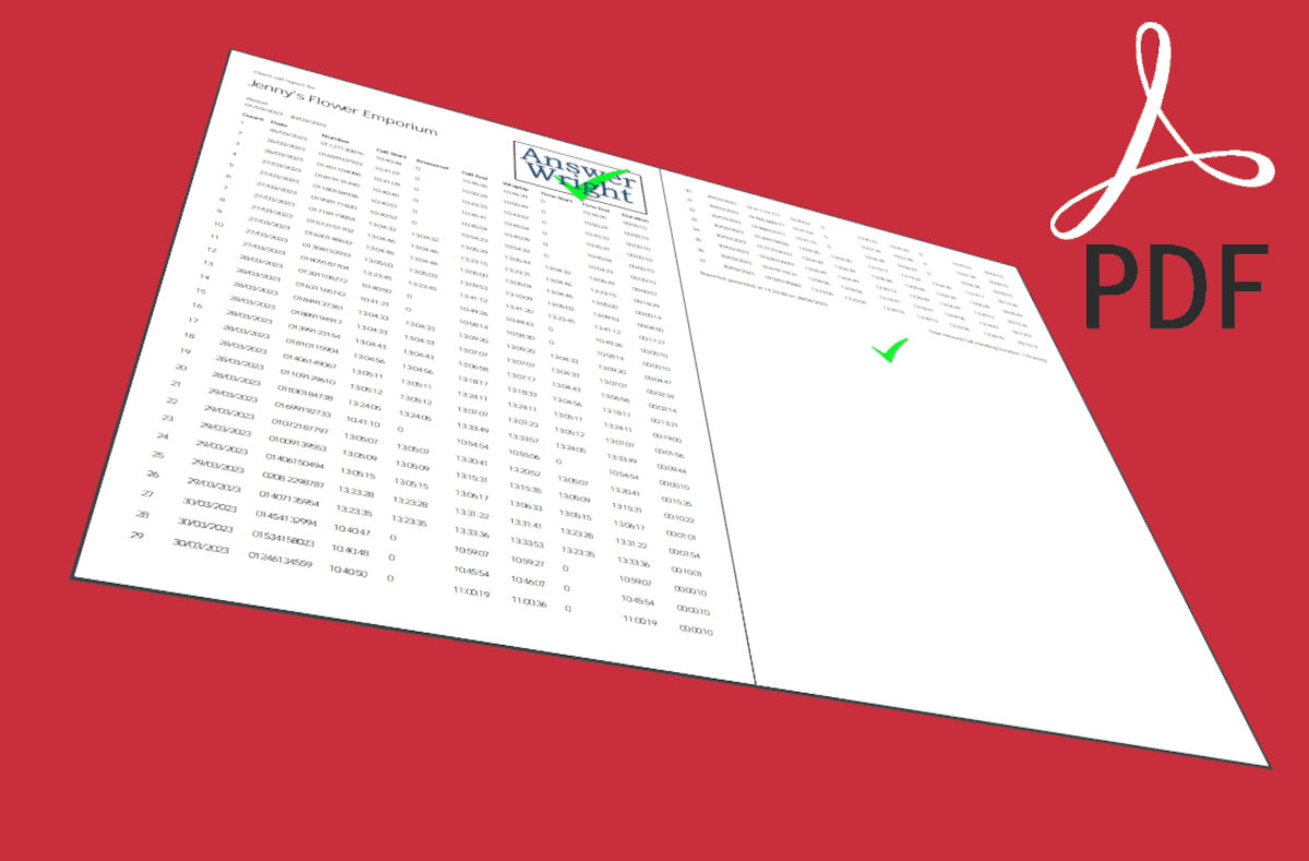 PDF call log report