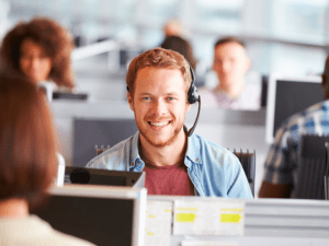 Man in call center using nCall