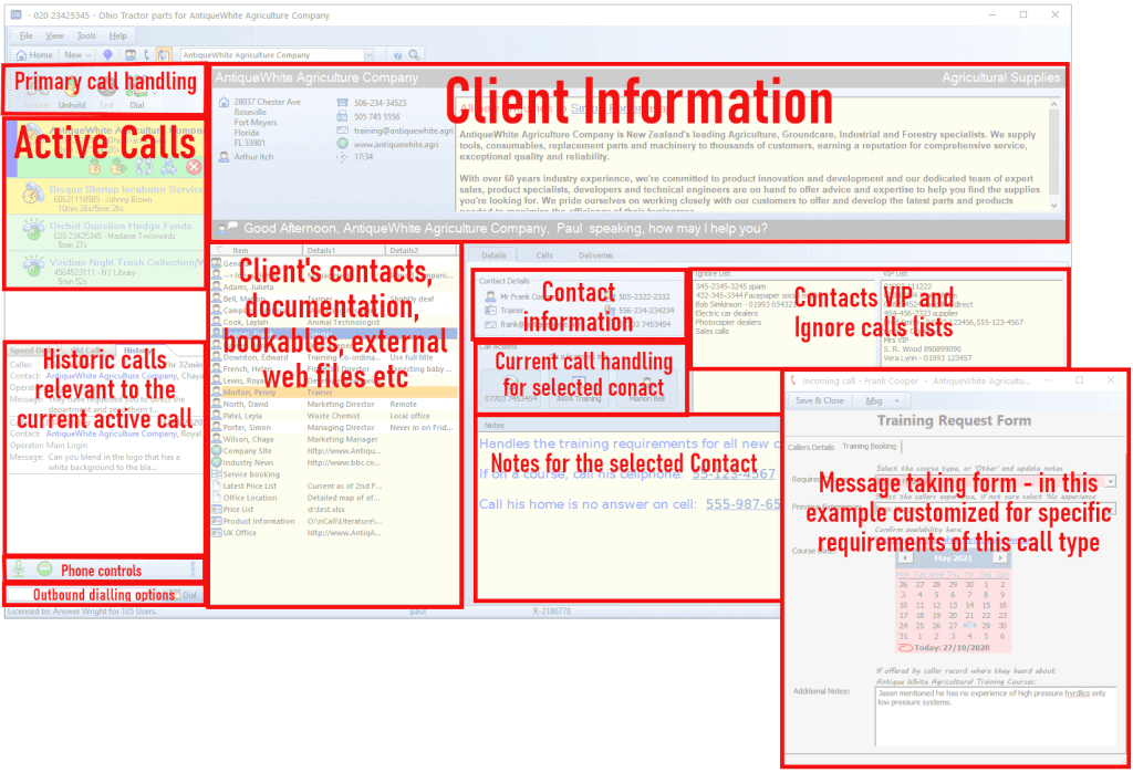 Answering Service Software for TAS - interface details